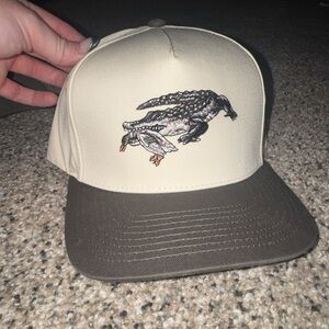 Beige and Brown Alligator Embroidered Cap